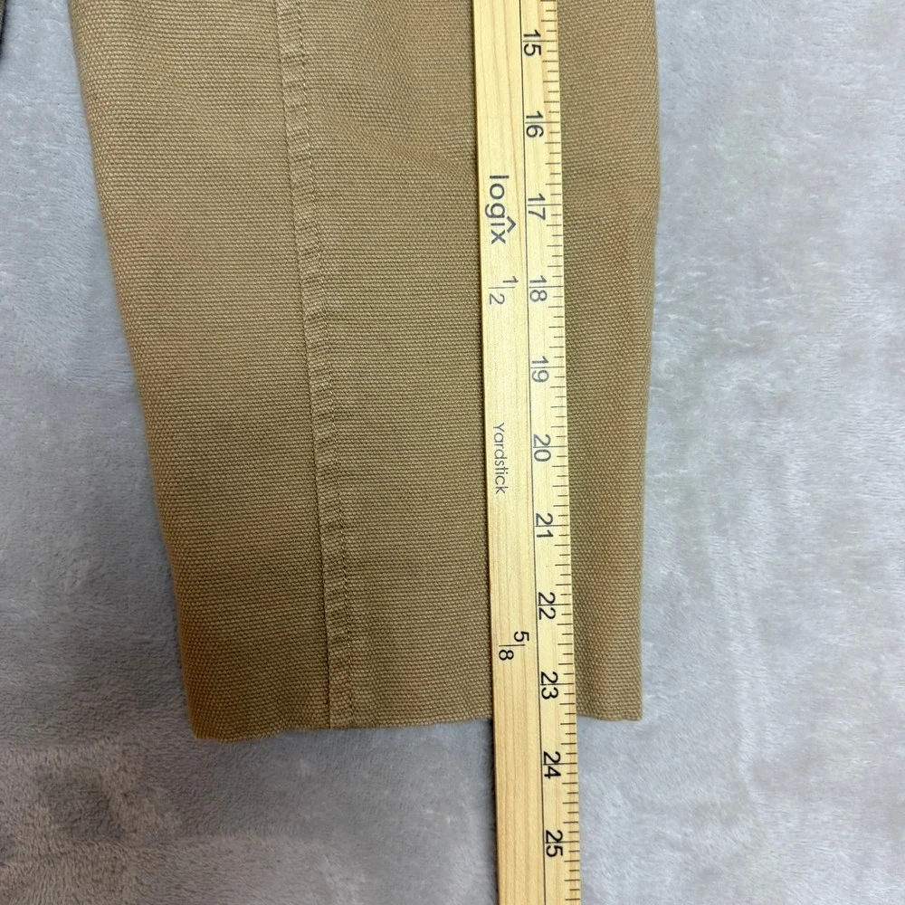 Duluth Trading Blazer Chore Jacket Men M Khaki Canvas Workwear Elbow Patch EUC